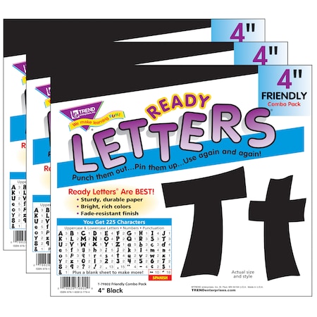 Trend Enterprises Black 4 Friendly Combo Ready Letters, PK3 T79802